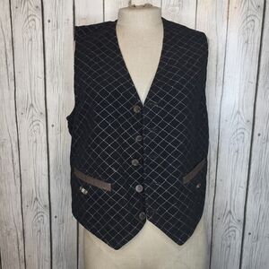 VTG Post Card by Dario Talenti Quilted Wool Embroidered Vest 36 Italy